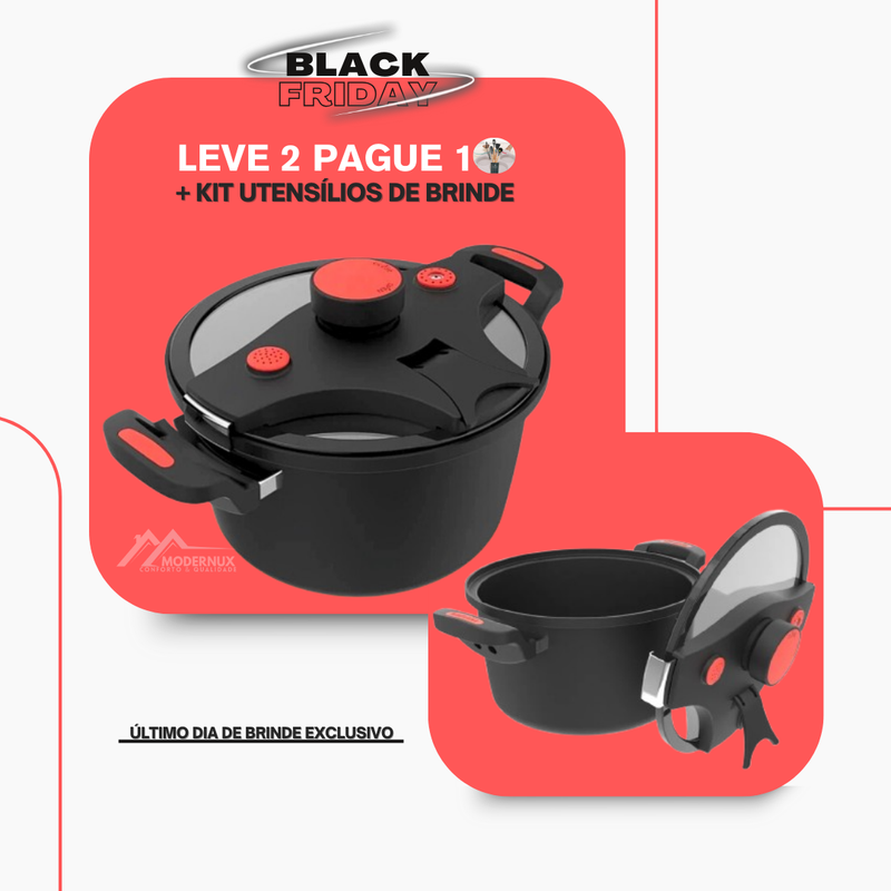 [Leve 2 Pague 1] Panela de Pressão MaxPress Multifunções Cerâmica Alta Performance + BRINDE: Kit Utensílios